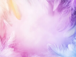 Obraz premium Pastel Feathers Frame Soft Background Image