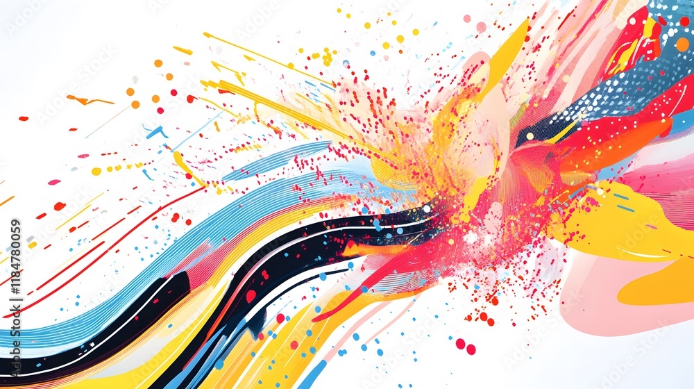 Poster a vibrant and dynamic splash of colors creating an abstract design