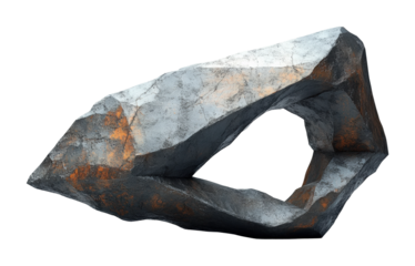 Abstract arrowhead form claylike texture sculpture studio high fidelity environment creative perspective for seo impact isolated on transparent background png