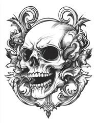 Obraz premium Traditional Skull aggressive illustration