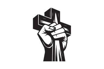 Christian cross with hand Image isolated 