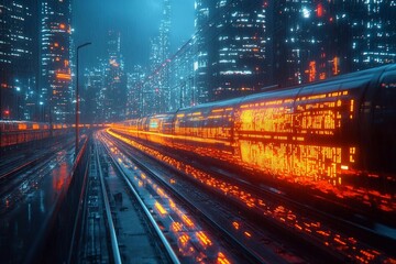  Underground magnetic trains move at ultra-high speed, connecting different cities. Route information is displayed on computer screens