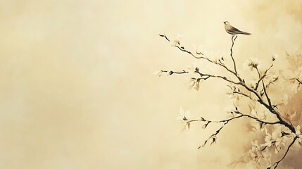 Serene Bird Resting on a Blooming Magnolia Branch