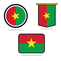 Vector Burkina Faso set of flag banner Burkina Faso flag with white background Vector illustration design Burkina Faso independence day banner design