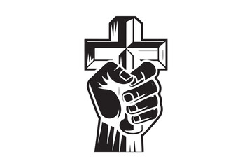 Christian cross with hand Image isolated 