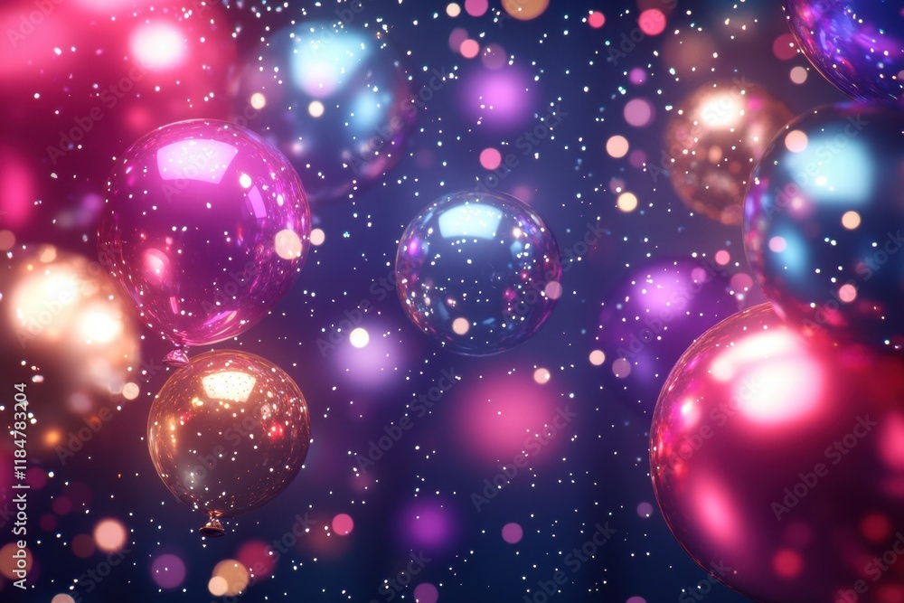 Aufkleber colorful balloons and confetti create a festive environment for celebrations in a vibrant atmosphere