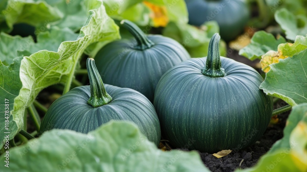 Wall mural Green Pumpkins in a Garden