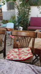 Chair Wooden Rustic Vertical View Outdoor Warm Natural Setting