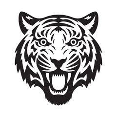 Tiger head vector logo design. Tiger black vector illustration on a white background.