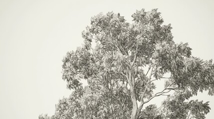 Fototapeta premium Majestic Tree in Detailed Pencil Sketch - A Captivating Artistic Depiction of Nature's Elegance