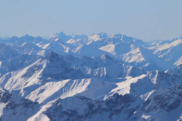 Naklejka premium Panoramic view from Zugspitze in winter