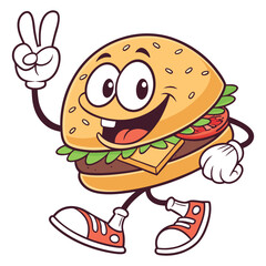 Cartoon Hamburger Characters: Cute and Expressive Anthropomorphic Burger Mascots for Fast Food Art