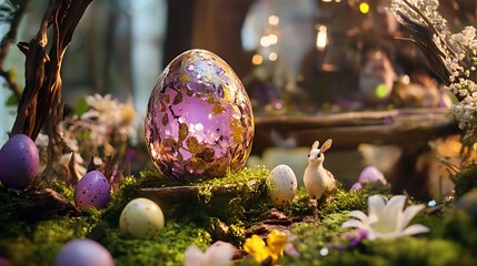 Fantasy-themed Easter festival featuring magical eggs and whimsical decor