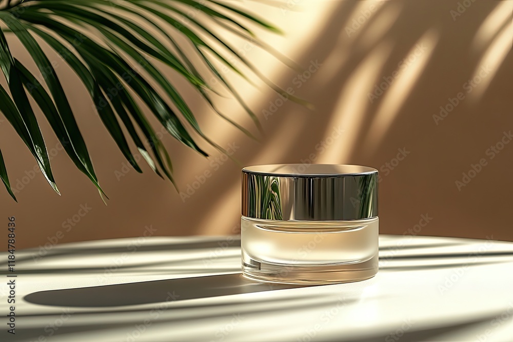 Aufkleber professional close-up of luxurious moisturizer jar with subtle highlights set on clean surface with 