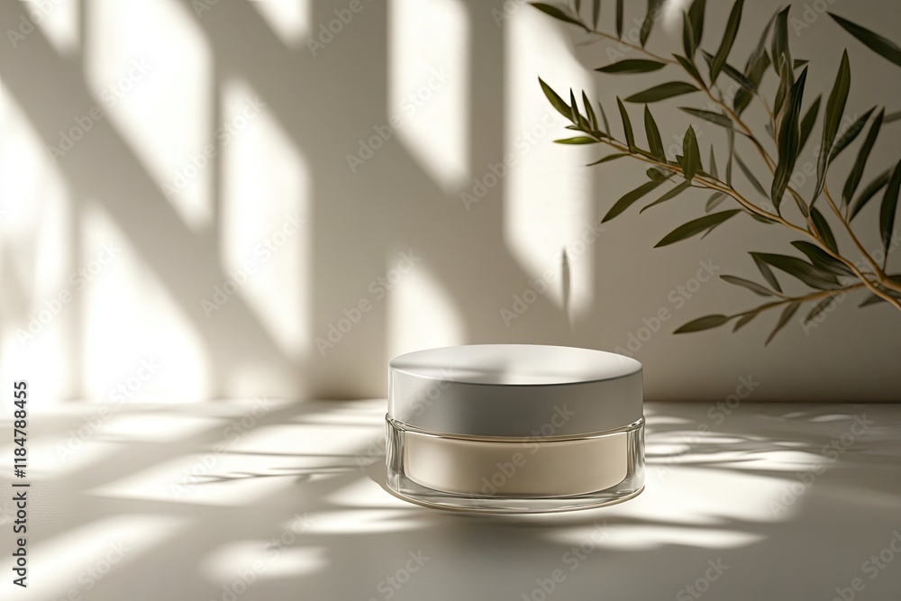 Poster professional close-up of luxurious moisturizer jar with subtle highlights set on clean surface with 