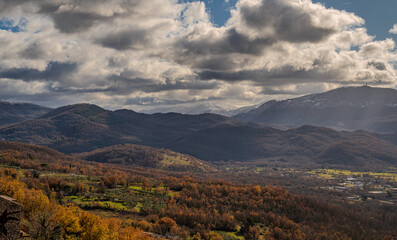 Molise, Italy. Winter landscapes from the ancient village of Pesche