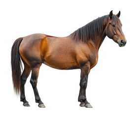 Obraz premium Elegant brown horse portrait on a high fidelity cutout animal studio environment focused concept isolated on transparent background png