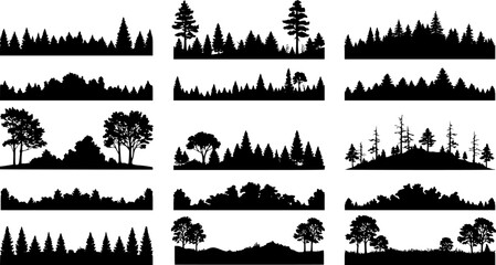 vector Set of forest isolated silhouettes
