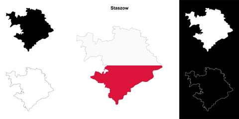 Staszow county outline map set
