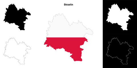 Strzelin county outline map set