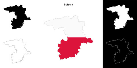 Sulecin county outline map set