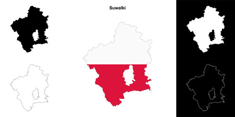 Suwalki county outline map set