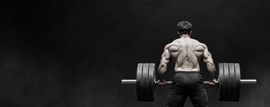 Dynamic sports action of a powerlifter straining in a studio environment captured in gigapixel standard quality