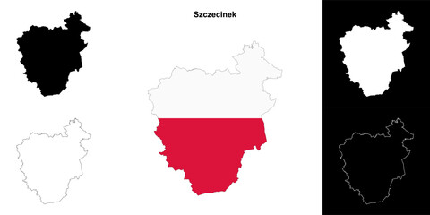 Szczecinek county outline map set