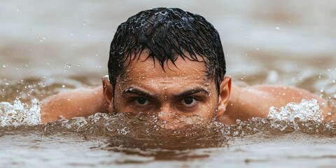 Dynamic sports action swimmer diving into water outdoor environment gigapixel photography