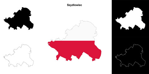 Szydlowiec county outline map set