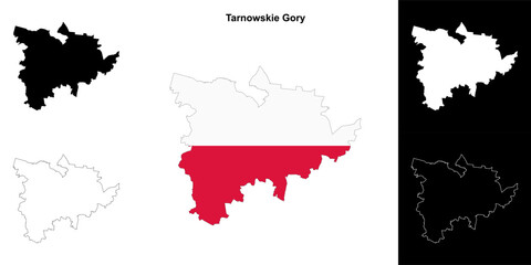 Tarnowskie Gory county outline map set