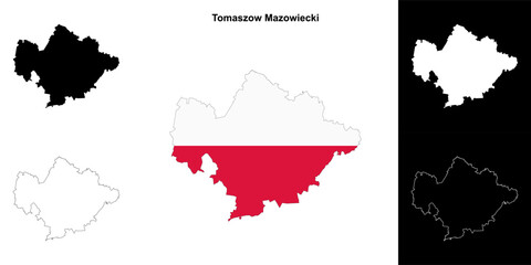 Tomaszow Mazowiecki county outline map set