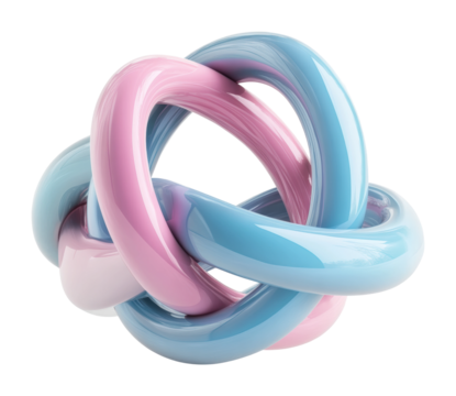 Colorful interlocking rings display vibrant studio high fidelity pastel colors close-up view abstract design isolated on transparent background png