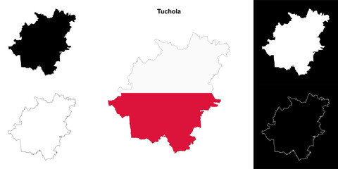 Tuchola county outline map set