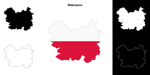 Wabrzezno county outline map set
