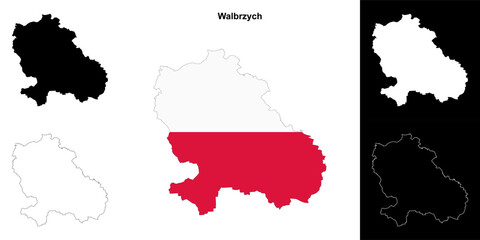 Walbrzych county outline map set