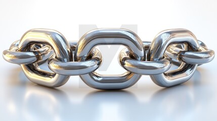 Chrome chain links, studio shot, bright background, connection concept