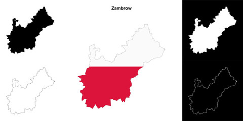 Zambrow county outline map set