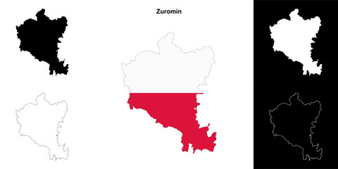 Zuromin county outline map set