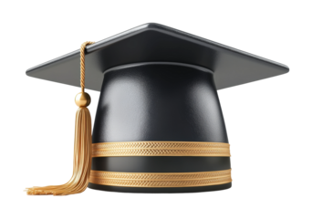 Celebratory college graduation cap on for academic achievement high fidelity and detail isolated on transparent background png