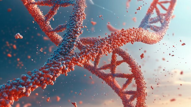 Stunning 3D Render of DNA Double Helix Unveiling the Secrets of Genetic Code
