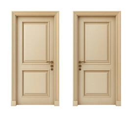 Elegant beige wood door pairs minimalist style high fidelity bright architectural detail isolated on transparent background png