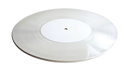 A blank vinyl record with a white cover isolated on white transparent background