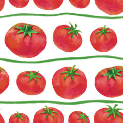 Watercolour style tomato vegetable seamless pattern