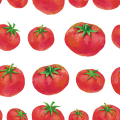 Watercolour style tomato vegetable seamless pattern