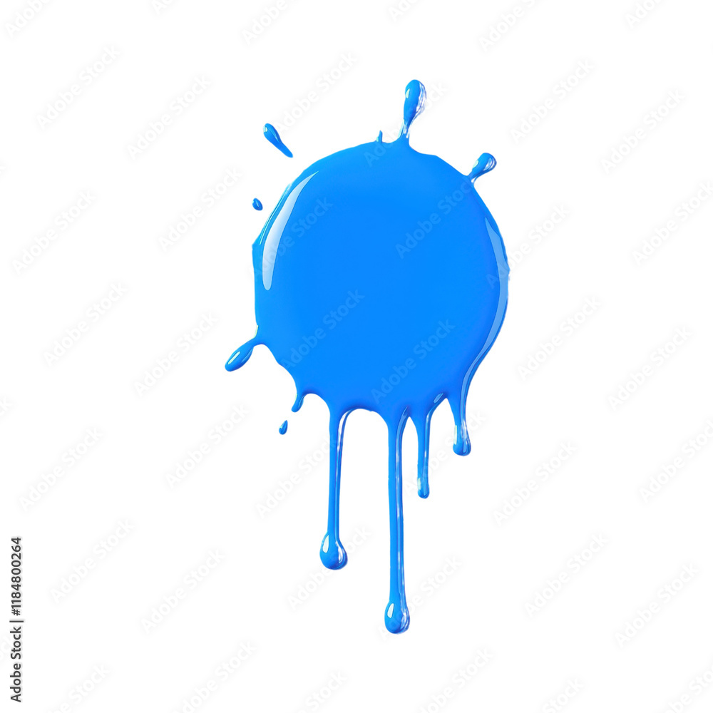 Aufkleber a vibrant splash of blue paint with dripping edges on transparency background, creating dynamic and 