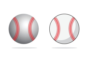 Realistic Leather Baseball and Softball Vector Illustration Set – 3D and Flat Design