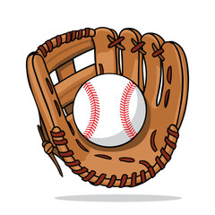 Baseball Glove Holding a Ball – Softball Vector illustration for Sports Design, Branding, and Baseball-themed Projects