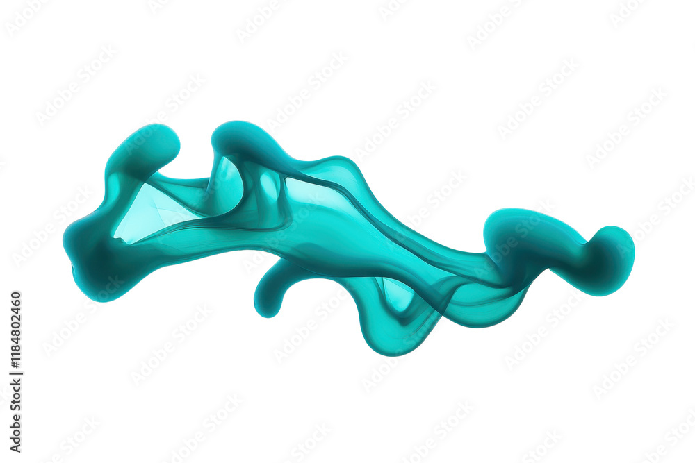 Poster a flowing, abstract teal shape with smooth curves and translucent layers creates sense of movement a