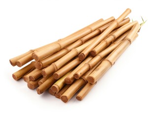 Bamboo Sticks Collection Isolated on White Background - Natural Brown Decoration for Eco-Friendly Designs (AR 3:2)